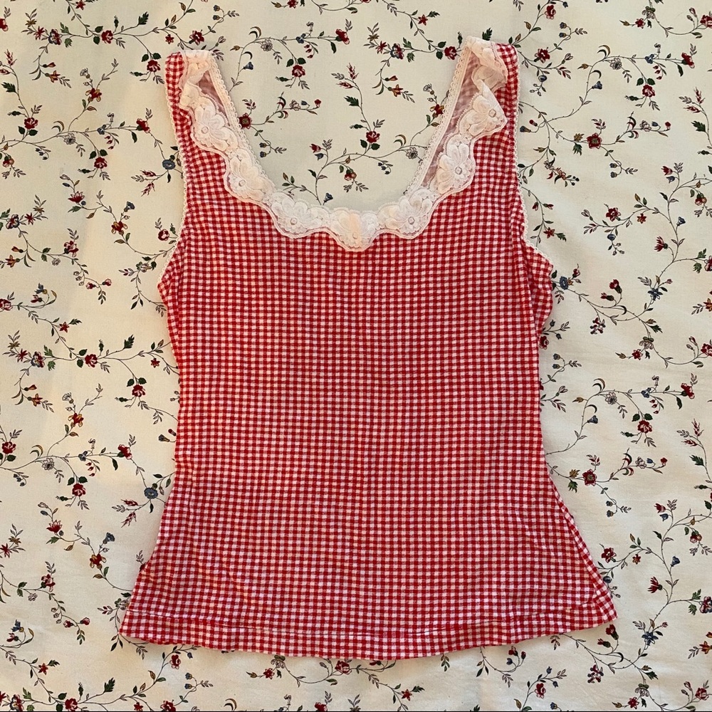Vintage Gingham Camisole Tank Top
